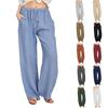 2024 Plus Size Women's Casual Loose Cotton & Linen Long Pants - European & American Style