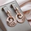 Hollow Rose Gold Color Disc Drop Earrings For Women