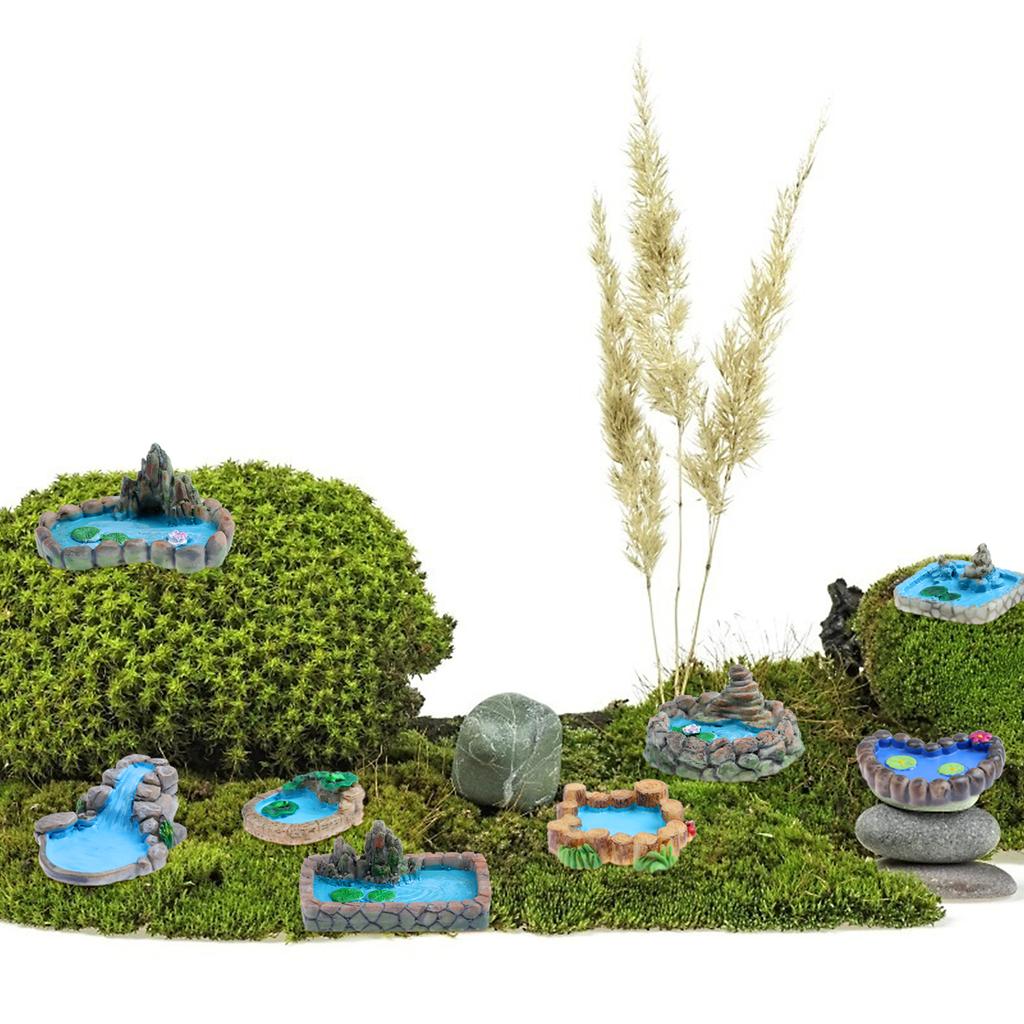 10 Pcs Fairy Garden Miniature Pond Ornaments Accessories Resin Miniature Pond