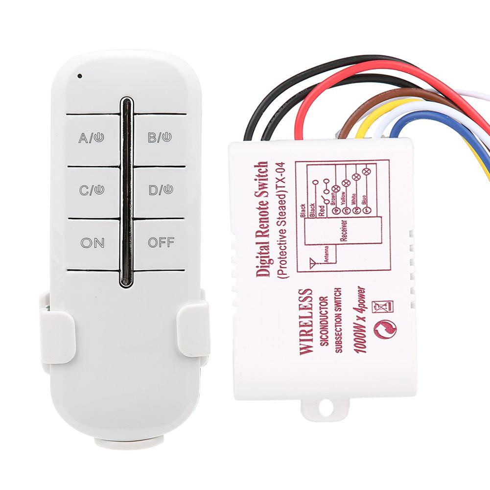 1/2/3/4 Ways ON/OFF AC180‑ 240V 1000W Wireless Receiver Lamp Light RF Remote Control Switch