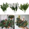 6pcs Artificial Simulation Pine Needles Christmas Pine Branches Artificial Green Leaves Plants
