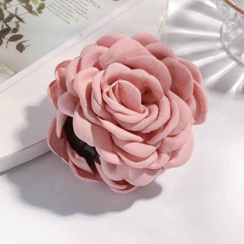 16 Colors Sweat Medium Size Cotton Fabric Rose Flower Hair Claw Clips for Women Korean Ctach Shark Clamp Hair Accessories