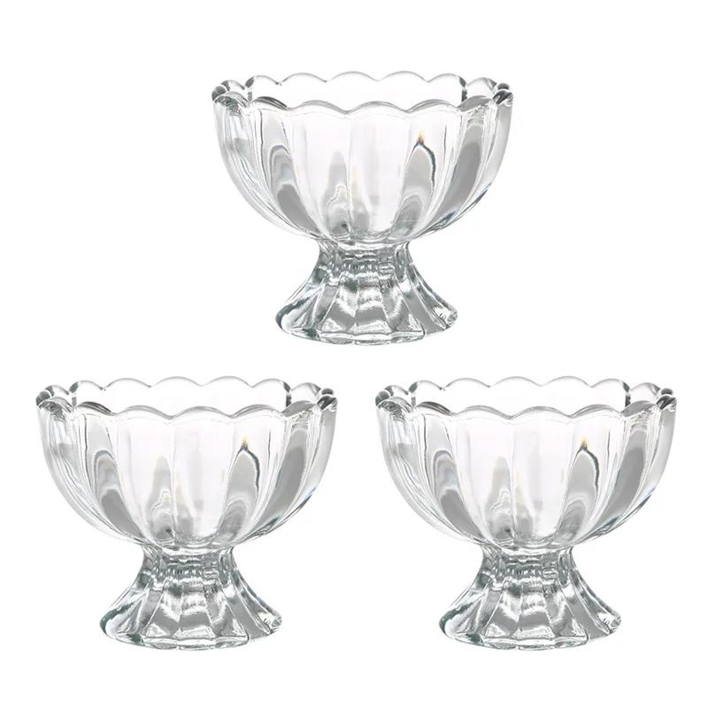 Petal Shape Ice Cream Yogurt Glass Cup Summer Pudding Dessert Cups Snack Nut Fruit Salad Bowl Wine Glass for Home Dessert Shop