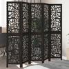 VidaXL Room Divider 5 Panels Black Solid Paulownia Wood, Privacy Screen, Room Partition Panel, 358758