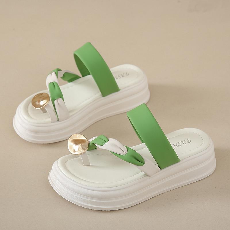 CRLAYDK Women's Platform Sandals Open Toe Slip On Strap Slides Dressy Casual Summer Flip Flops Shoes Travel Beach Slippers