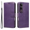 For Vivo V50 Lite 5G Leather Wallet Case with Strap Solid Color Phone Stand Cover