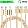 Micro USB Charger Cable - Golden Nylon - Set of 3 - 2M