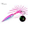 15CM/5.91G Luminous Squid Jig Hook Slow Shaking Glow-in-the-dark Squid Skirt Lure with Weight Sinker Deep Sea Trolling Fishing Bait Freshwater