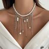 PuRui Luxurious Noble Atmosphere Imitation Zircon Necklace Women Elegant Metal Multilayer Tassel Pendant Female Y2K Zircon Gift