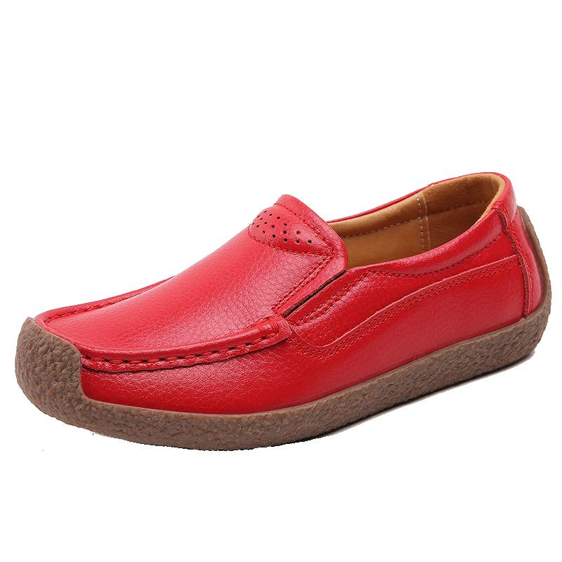 Women's Flat Shoes Versatile Women's Loafers Spring Soft Sole Casual Shoes Plus Size Genuine Leather Women's Shoes
