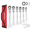 Flex Ratchet Wrench, Swivel Ratchet, Combination Wrench Set, Dual-Use Head Spanner Wrench, Adjustable Angle, 72 Gears, 6-Piece Set, for Automo