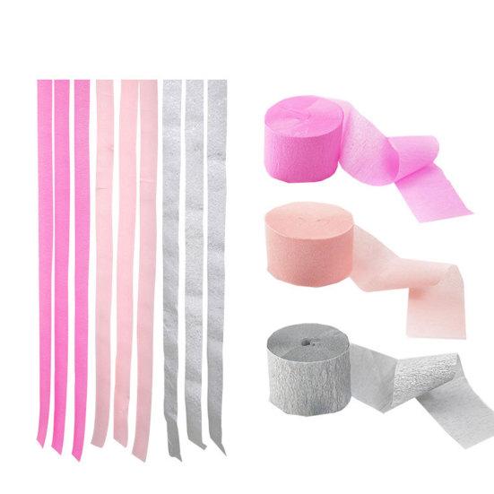 3 Roll Crepe Paper Cuttable Crepe Paper Streamers Backdrop Decor for Wedding
