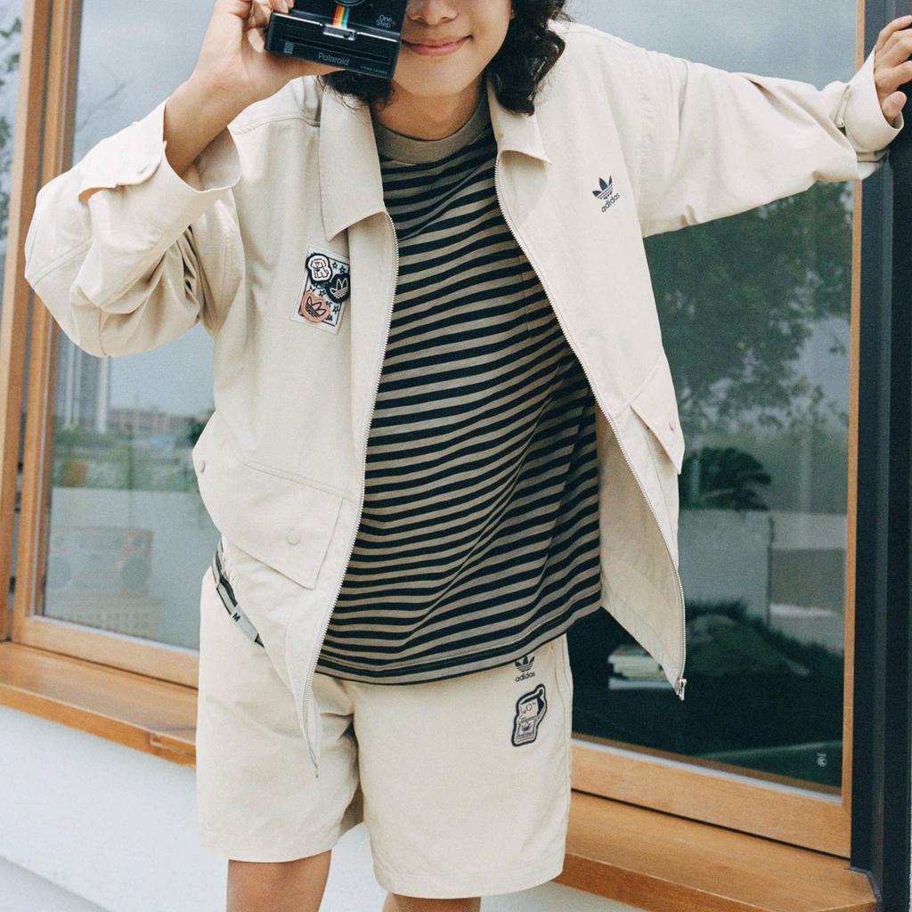 Adidas Originals X Changchangxiong Collaboration Nagaba Sportswear Ss23 Flap Pocket Logo Zip воротник куртка мужская куртка бежевый IS0643