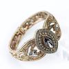 Gray Crystal Bangle for Women Antique Gold Color Charm Cuff Bracelets