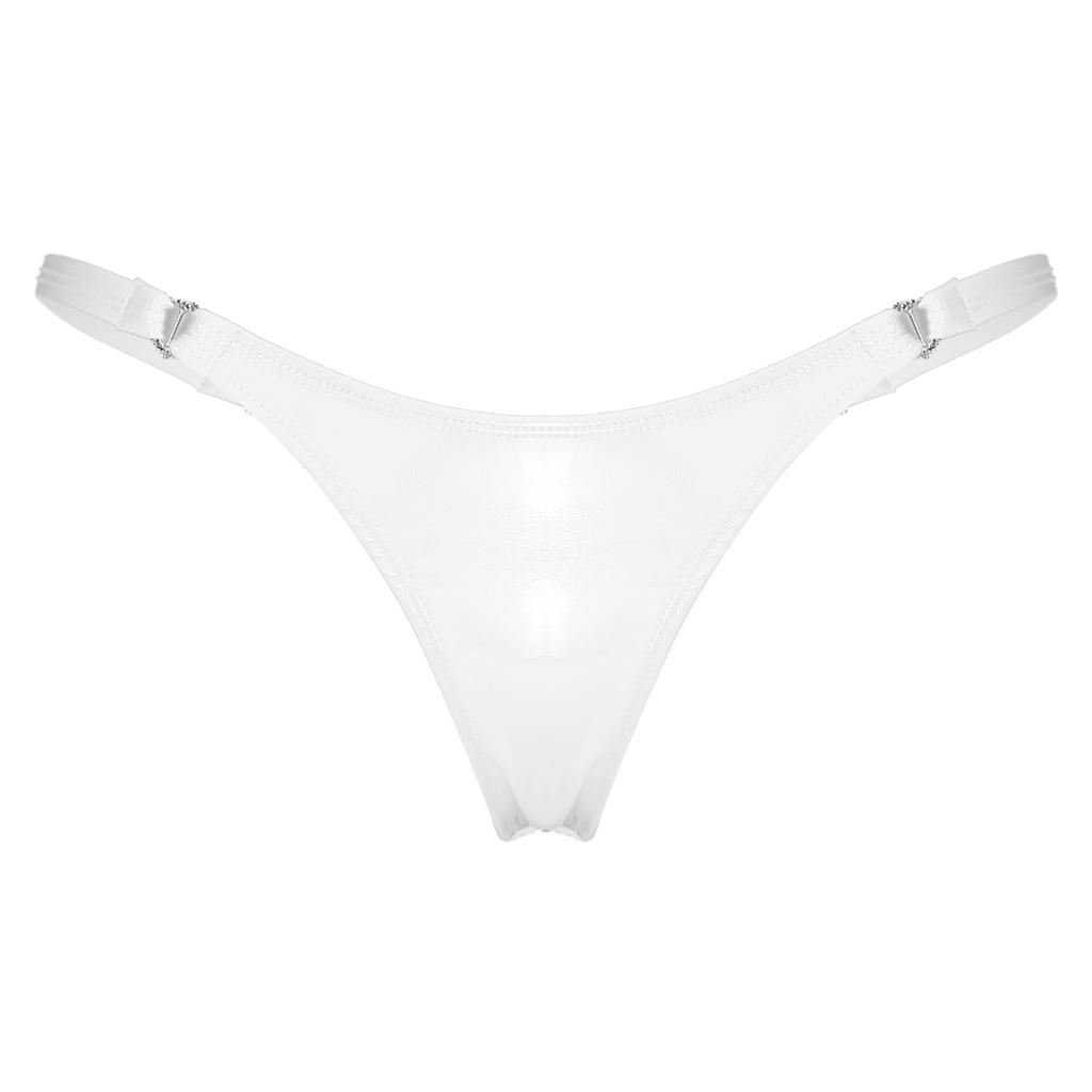 Women Sexy Patent Leather Panties Lingerie Wet Look Flashing Low-Rise Imitation Leather Underwear G-string Thong