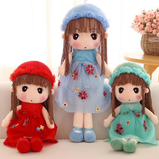 Cute Plush Baby Doll Girl with Clothes Handmade Rag Dolls Soft Sleeping Partner Doll Xmas Birthday Gift for Kids Friends Family