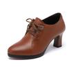 Thick Bottom Soft Leather Oxford Shoes British Lace Up Women Platform Pumps 2025 Deep Mouth Block High Heels Shoes Office Mom
