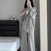 Gray Casual Sportswear Set: Women's Plus Size Autumn/Winter Korean-Style Sweatshirt & Sweatpants, 2-Piece
