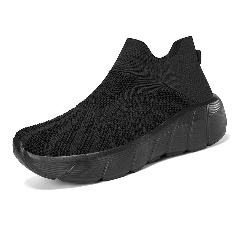 Outdoor Casual Running Shoes Men Slip-On Knitted Socks Sneakers Breathable Lightweight Mesh Lazy Shoes Easy Wear Rubber Outsole