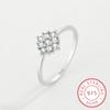 Creative Flower Shape Full Diamond Crystal Couple Ring For Women Genuine Sterling Silver Geometric Engagement Jewelry