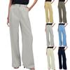 Women's Casual Solid Color Wide Leg High Waist Casual Pleated Pants With Pockets