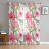 Tropical Flowers Leaves Sheer Curtains for Living Room Transparent Tulle Window Curtain Bedroom Kitchen Home Decor Veil Drapes