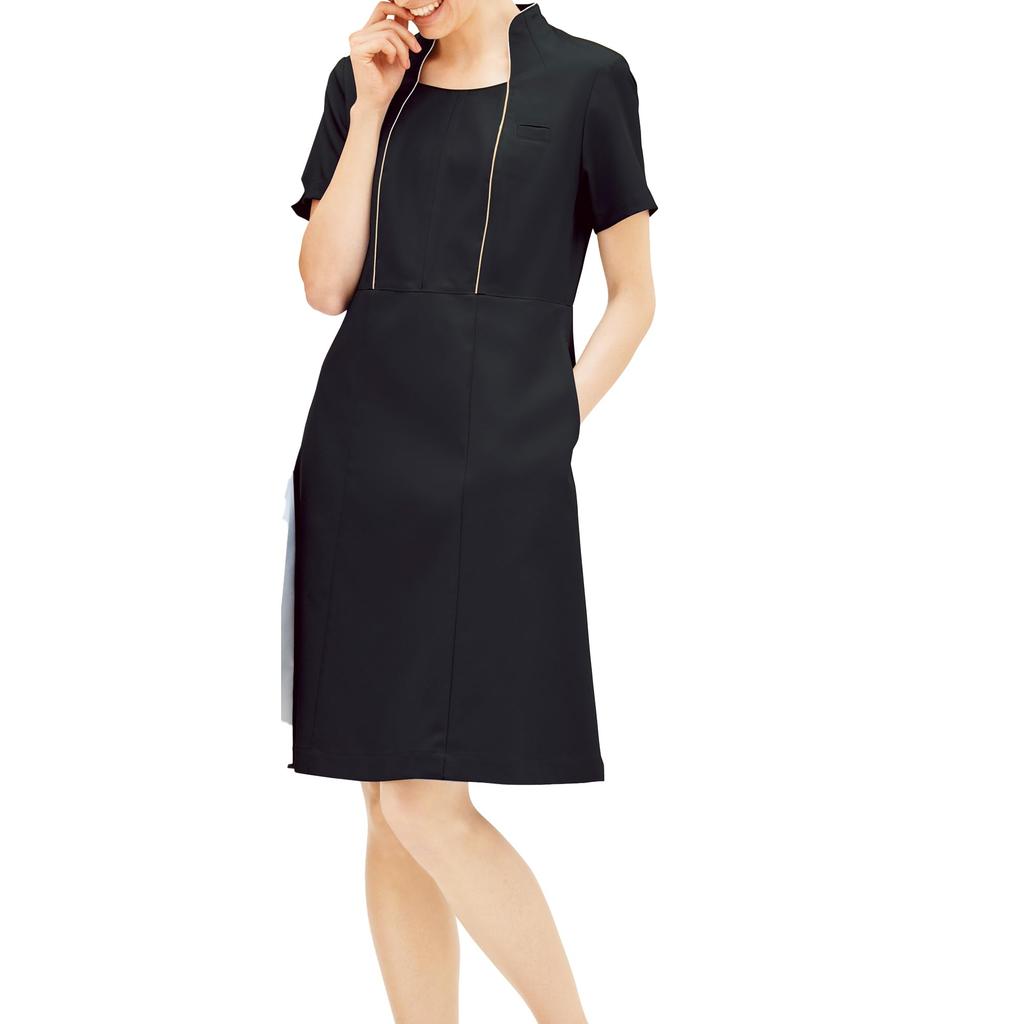 Sweat CL0181 9 [Charara] Women's Dress, Stand-Up Collar, Absorbent, Antistatic, Stretch, Medical, Esthetic, Beauty, Dental, Clinic, Uniform, C-10,