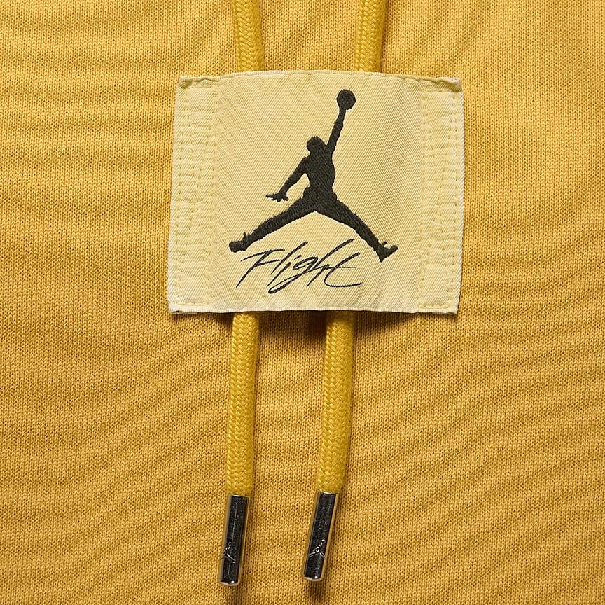 Jordan Flight Fleet Solid Color Hooded Drawstring Casual Long Sleeve Sweatshirt Men Sweatshirt Ochre FB7291-752