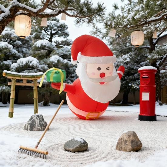 Christmas Inflatable Santa Claus Outdoor Decoration Large Lighted Blow Up Santa with Built-in LED Light for Front Back Yard Garden Lawn Outside Decor