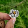 Gift For Her 925 Silver Natural Tiger'S Eye Statement Flower Adjustable Ring