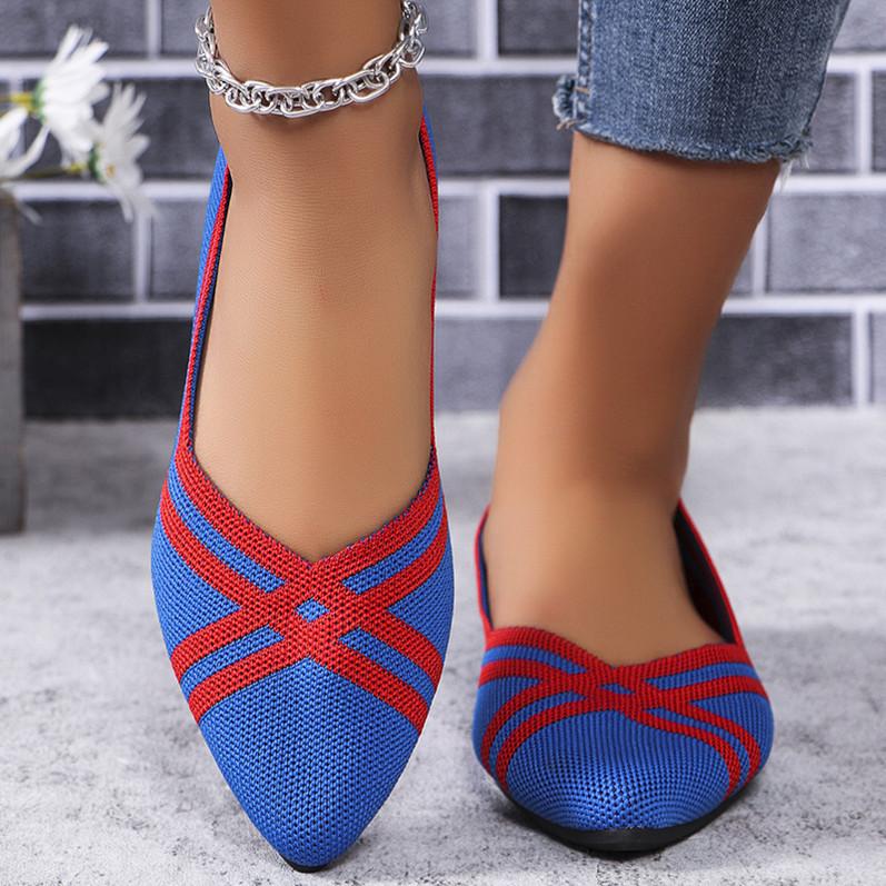 Fashion Women's Flat Shoes 2024 Spring and Autumn New Large Size Pointed Flat Women's Shoes Comfortable Flying Woven Bean Shoes