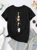 Cartoon Astronaut & Planet Print T-shirt, Casual Crew Neck Short Sleeve Top, Women's Clothing