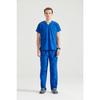 Saks Blue Monochrome Lycra Fabric Surgical Suit V-neck Uniform