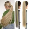 85 Cm Synthetic Long Straight Ponytail Clip In Hair Extensions Blonde Brown Wrap Around Hairpiece for Women