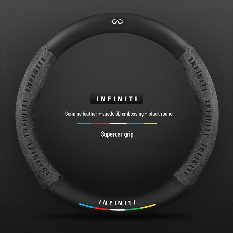 Чехол на руль для специального автомобиля Infiniti - Натуральная кожа, Замша, Углеволокно, Универсальный, Дышащий, Всесезонный