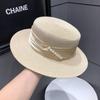Pearl Top Hat Children Summer Beach Flat Top Straw Hat Seaside Sunshade Sunscreen Hat UV Protection Sun Hat