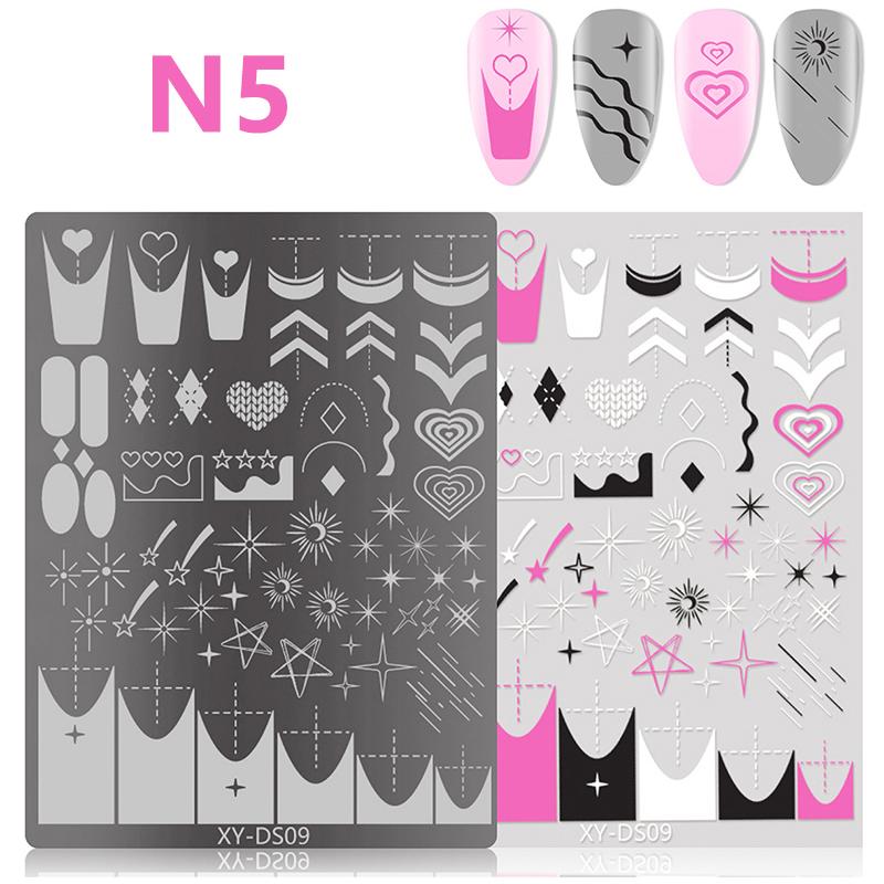 Butterfly Flower Nail Art Stamping Plates Drawing Template Geometric Stripe Line 3D Image Stencil Mold Manicure Template