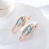 Double Oval Gold Silver Color Dangle Blue Zircon Women Earrings Personality Party Jewelry Modern Trendy Accessories
