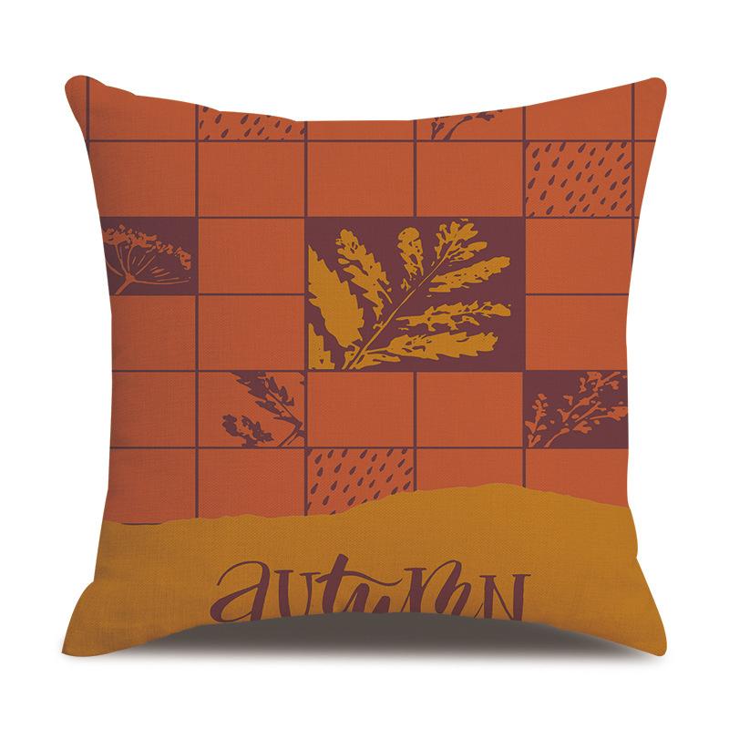 Thanksgiving Linen Pillowcase Autumn Pumpkin Print Pillow Cushion Cover
