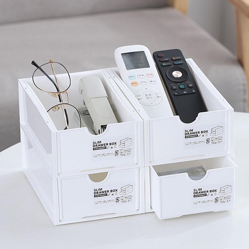 1Pc Desktop Storage Box Cosmetics Storage And Office Stationery Storage Cabinet Can Be Stacked And Combined For Drawer Storage