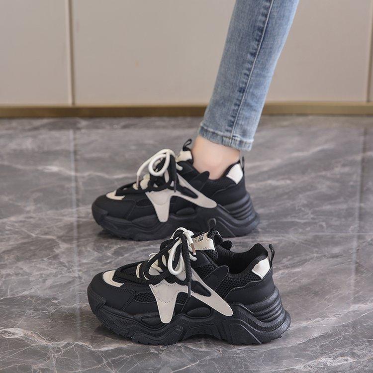 Женские туфли Dad Shoes 2024 весна-лето маленькие белые туфли сетчатая дышащая толстая подошва усиливающая мягкая подошва универсальная повседневная спортивная женская обувь