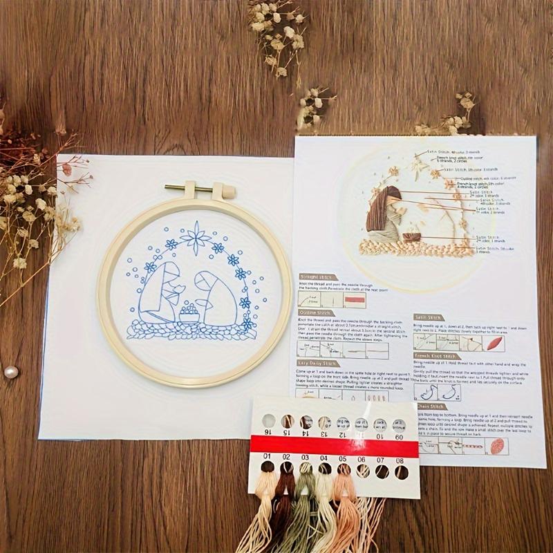 1set Embroidery Kit With Printed Embroidery Patterns Cross Stitch Set