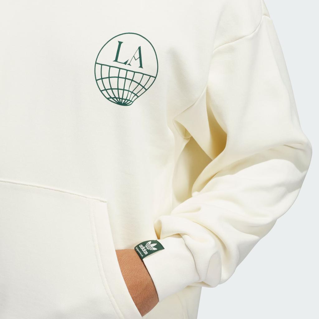 Adidas Originals La To The World Graphic Hoodie Comfortable Sports Hooded Sweatshirt Unisex Hoodies Off-White Forest-Green JJ4038