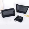 Women Transparent Black Mesh Cosmetic Bag Travel Small Large Makeup Pouch Case Zipper Toiletry Beauty Storage Pouch Organizer