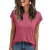 Women Work Casual Fashion Short-sleeved Round Neck Solid Color T-shirt Top