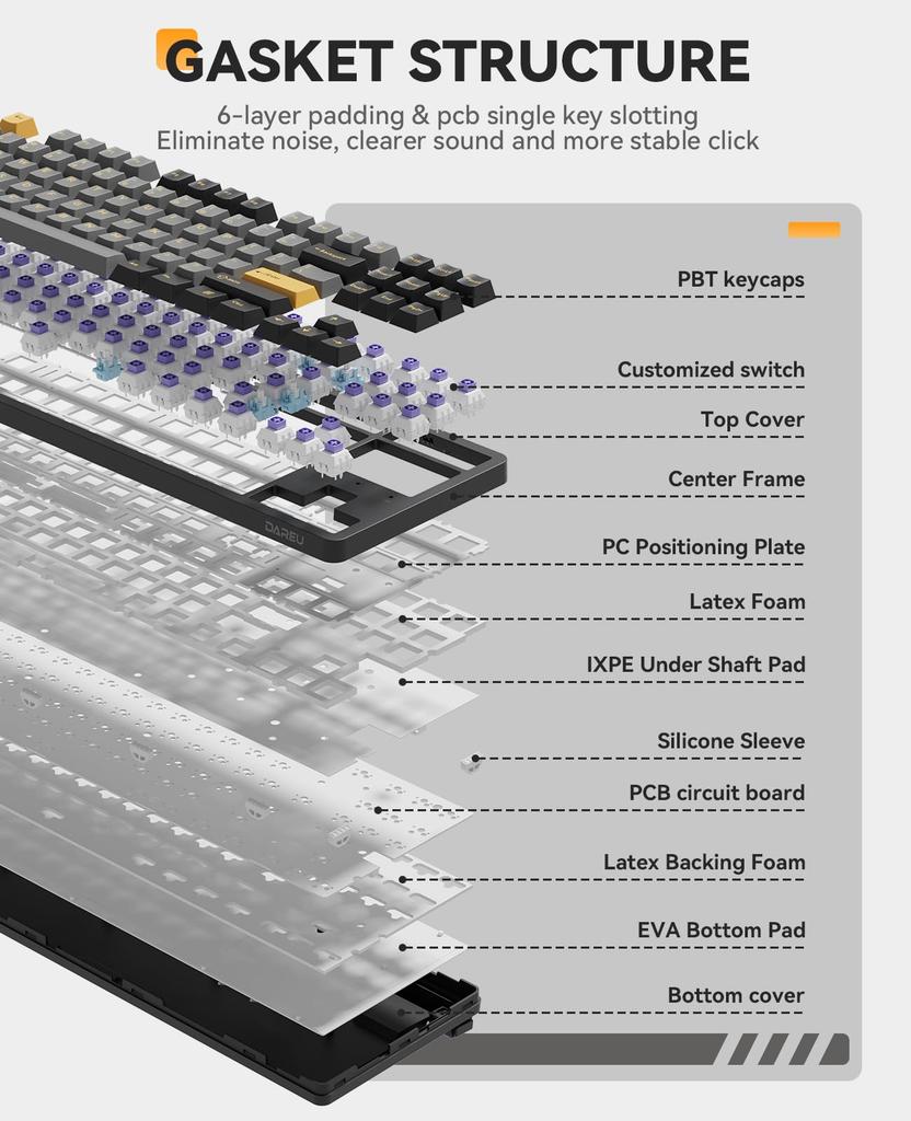 [DAREU] EK87PRO Wireless TKL Keyboard Red – Keyboard