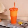 Color Changing Plastic Tumbler with Straw 24oz Reusable Cold Water Cup Leak-Proof Stackable Drinkware for Indoor Outdoor Use