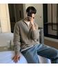 Korean Style Men's Autumn Half Zip Cardigan Sweater - Handsome Versatile Stand Collar Knitted Top Turtleneck Jacket