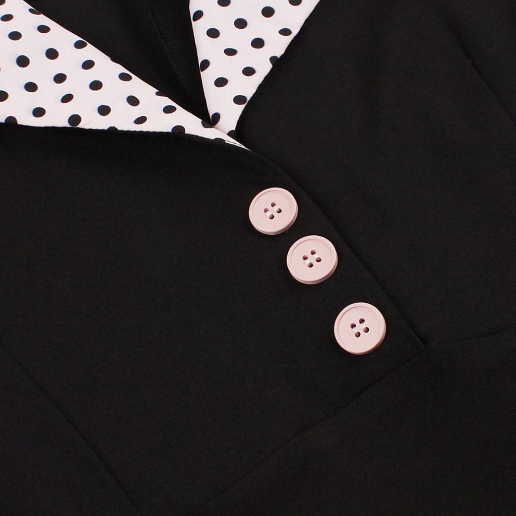 Women's Polka Dot Swing Dresses Lapel Buttons High Waist Belt Slim Fit Short Sleeves Summer Dress Office Work Casual Wear Vintage Outfit