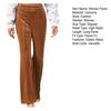 Women Corduroy Pants Elastic High Waist Flared Leg Long Trousers Solid Color Autumn Winter Casual Pants Daily Wear